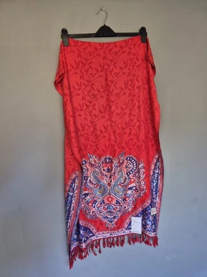 OSWAL KASHMIRI RED PAISLEY PATTERNED CASHMERE SHAWLRED MADE IN INDIA NEW - Image 1 of 4
