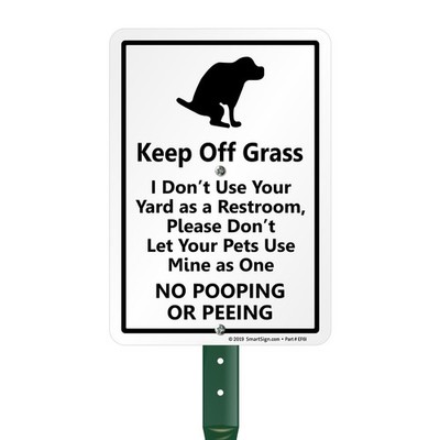 ''Keep Off Grass'' Funny Dog Poop Sign for Lawn | 21  Tall Stake & Sign Kit