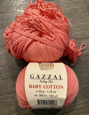 3 Skeins Of Gazzal Baby Cotton Yarn. 180 Yards Each. 70% Cotton And 40% Acrylic