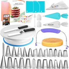 64 Pcs Cake Decorating Kit for Beginners Includes Video Course, Booklet + Baking