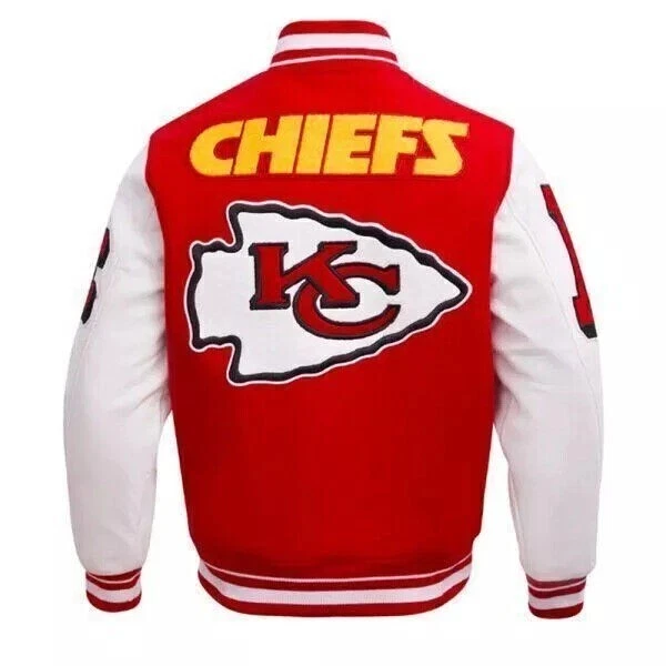 Men's KC Chiefs Red Wool Letterman Baseball Bomber Jacket