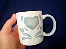 Vintage JAY THAILAND Coffee Mug Cup  Sponge Art Hearts EUC