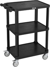 Heavy Duty 3-Tier Plastic Service Utility Cart Rolling Flat Cart with Wheels New