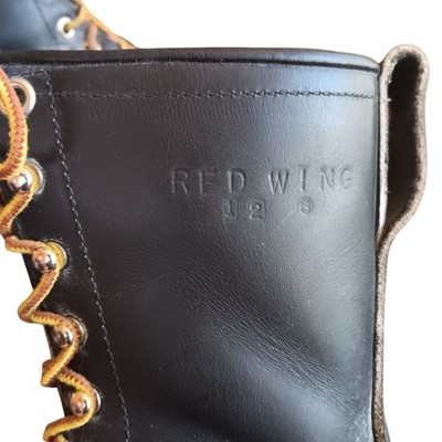 8.5 E Vintage Red Wing Mens Black Leather Lace-Up Work Boots 919
