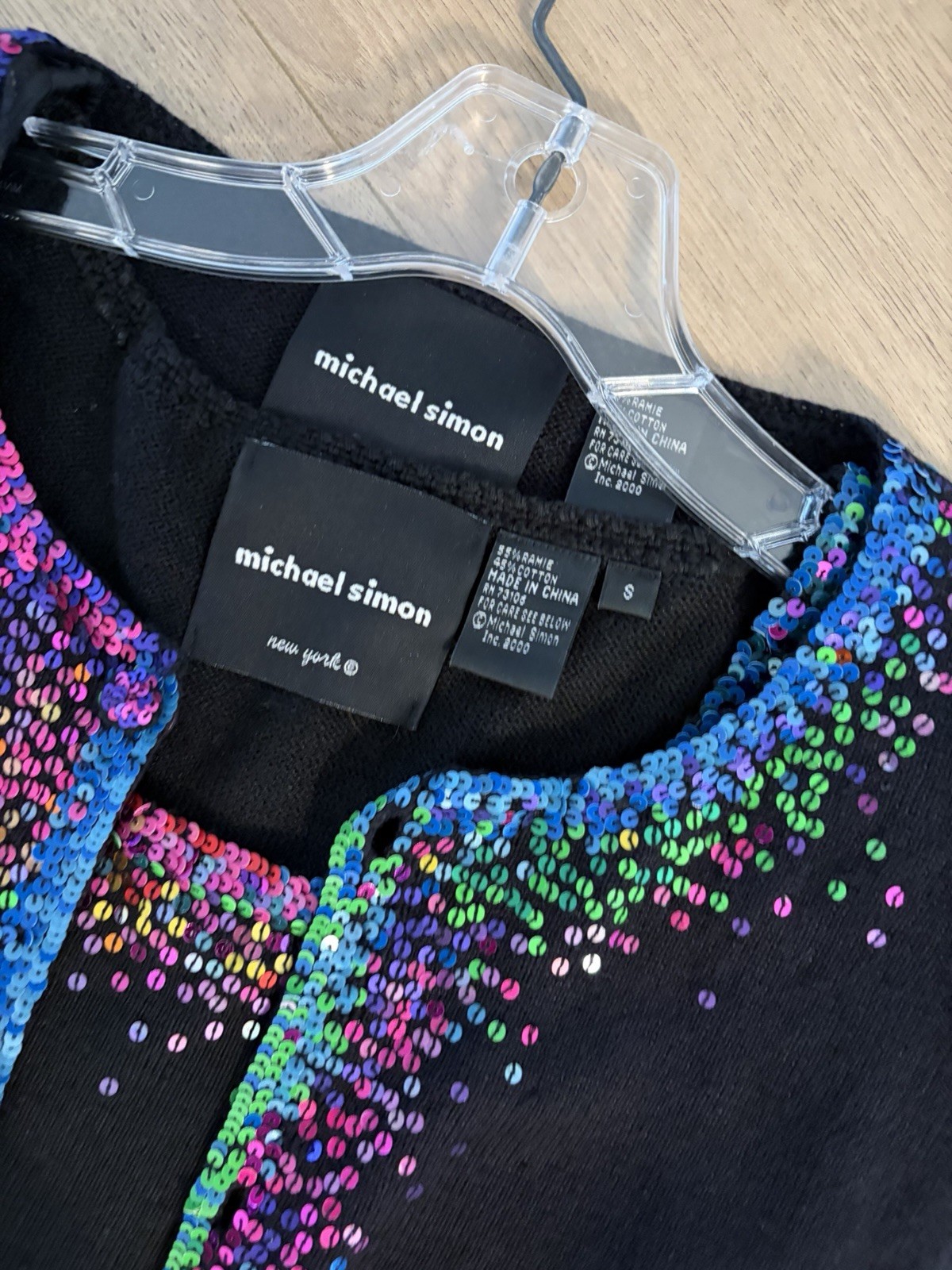 MICHAEL SIMON | Designer Multicolor Sequin Cardig… - image 3