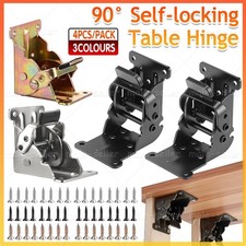 4x Folding Table Chair Leg Hinges 90 Degree Self-Locking Bracket Hinge Hardware