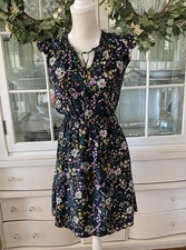Old Navy Womens Ruffle Trim Y2K Rayon Babydoll Dress Size M Preppy Tiered