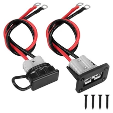 2 PCS 50 Amp Battery Quick Connect, 8AWG 1.25FT, Bracket, Cap, RV, Winch