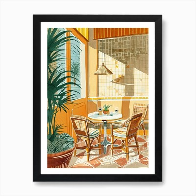 Cozy Cafe Corner Illustration 3 Art Framed Wall Art Poster Canvas Print Picture