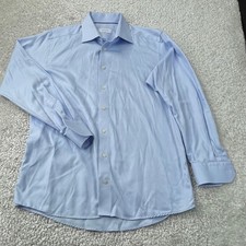 Eton Shirt Mens 17.5 / 44 Blue Button Down/Front Slim Fit Long Sleeve .