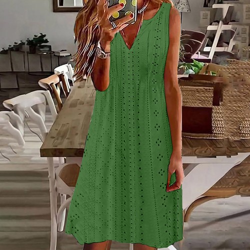 Womens Sleeveless Beach Holiday Dresses Ladies Summer Loose Vest Dress Plus Size - Picture 14 of 19