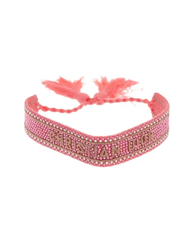 Bracelet femme coton signature logo Dior rose Os