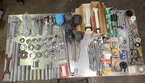 Bulk Plumbing Parts Lot Mixed Brass Valves Chrome Tubes Toilet Sink Hardware
