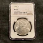 1889-P U.S. MORGAN SILVER DOLLAR - MS 62 - NGC GRADED!