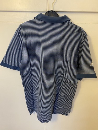 Adidas Mens Blue Striped Polo Golf Shirt - Size Medium - Picture 7 of 8