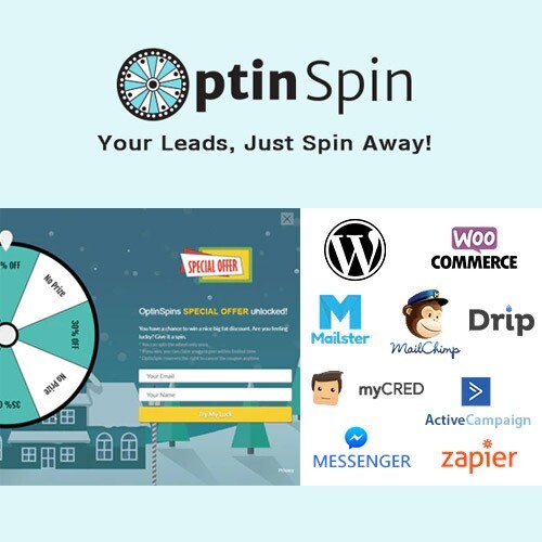 OptinSpin Fortune Wheel Integrated WooCommerce Wordpress Premium Plugin - Picture 1 of 3