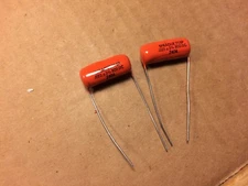 2 NOS Vintage 1974 Sprague Orange Drop .022 uf 800v Capacitors Tone Caps 600v