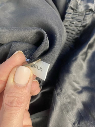 Vintage Cain 38/40 Seide Hose weit geschnitten locker 90er Hohe Taille Schwarz - Bild 12 von 13