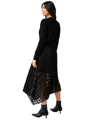knee length dresses for ladies Threadbare Women's Black Sleeveless Rib Jersey 2-in-1 Midi Dress with  Poplin Skirt main image 0