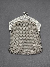 Antique Victorian Silver/800 Engraved Mesh Purse/France/Circa 1900