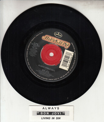BON JOVI  Always 7'' 45 rpm vinyl record RARE! + juke box title strip