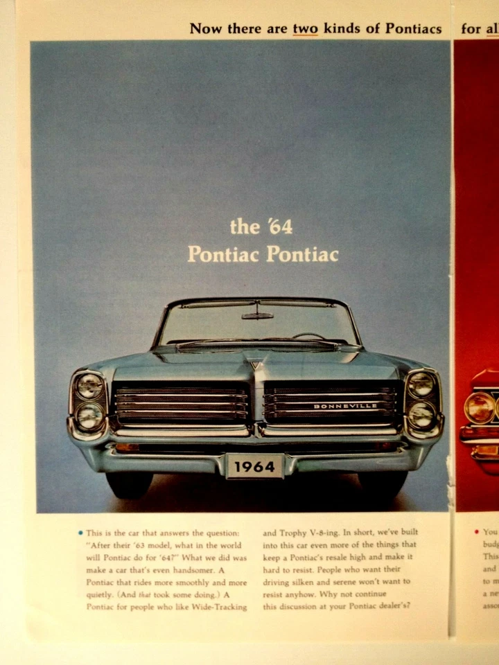 Pontiac Bonneville Tempest 1964 anuncio impreso de vía ancha Foto 2 de 3
