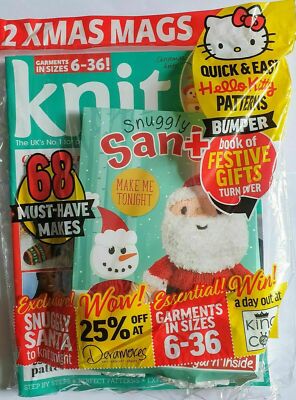 Knit Now! Magazine #109 Snuggly Santa Xmas Kit, Hello Kitty Knitting Patterns