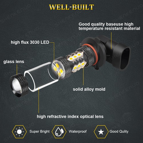 For 2007-2013 Cadillac Escalade EXT- 2pc 3000K Yellow 9145 LED Fog Lights Bulbs - Picture 11 of 18