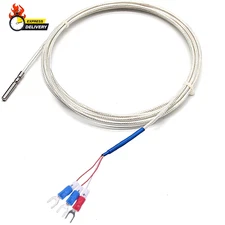 RTD Pt100 Temperature Sensor Probe,  Waterproof Stainless Steel Thermistor Three