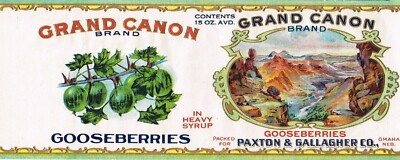 GRAND CANYON Brand Gooseberries OMAHA Nebraska Retro Canned Food Label Art Print