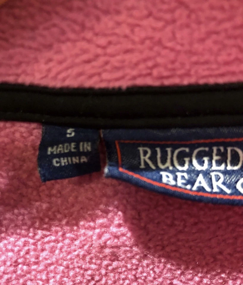 Chaqueta polar Polartec rosa oso resistente vintage para niñas con ribete floral talla pequeña Foto 3 de 4