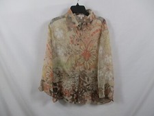 Nicola Womens Shirt Large Brown Floral Button...