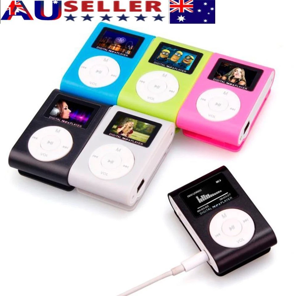 USB Support 32GB Micro SD Digital LCD Screen MP3 Player Metal Clip Music Media