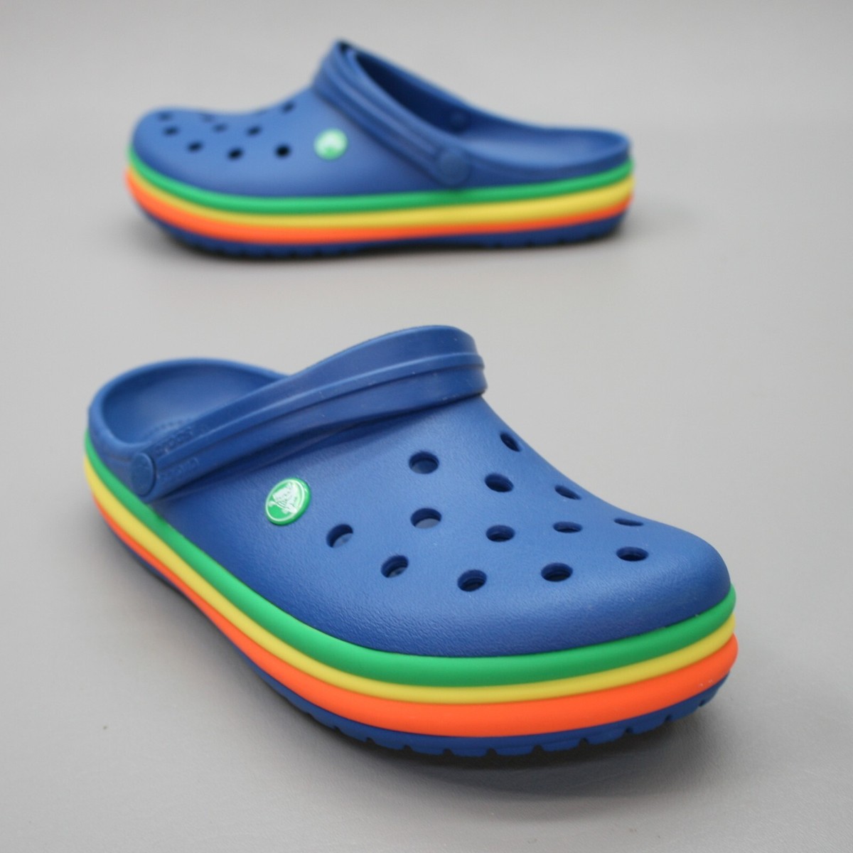 Crocs Men's 10/Ladies 12 Rainbow Multicolor Retro Pride Platform Slides  Clogs