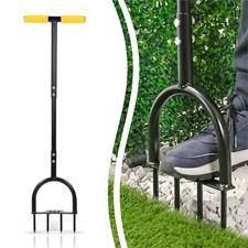 96cm Garden Lawn Spike Aerator - Non-Slip T-Handle, Four 9cm Solid Steel Spikes