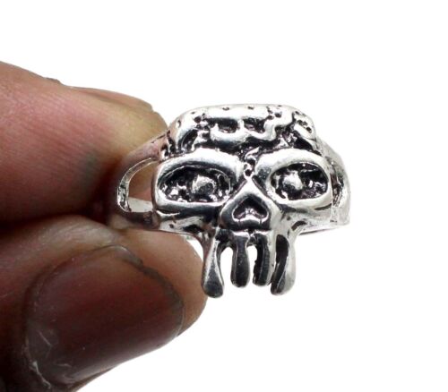 925 Sterling Silver Antique finish Toothy skull design Handmade Ring (US) Size-8 - Afbeelding 1 van 6