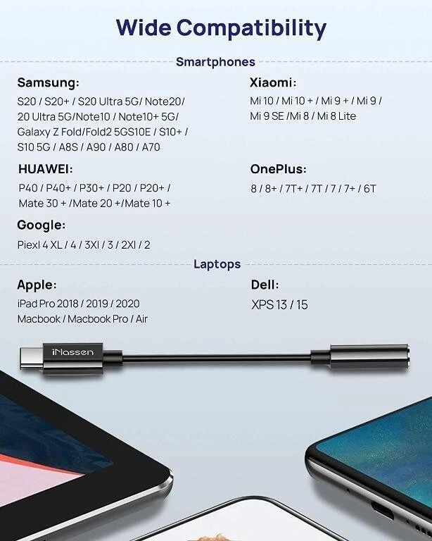 *TOP QUALITY* iNassen USB C to 3.5mm Headphone Jack Adapter Type C to Aux Audio - Image 2 of 4