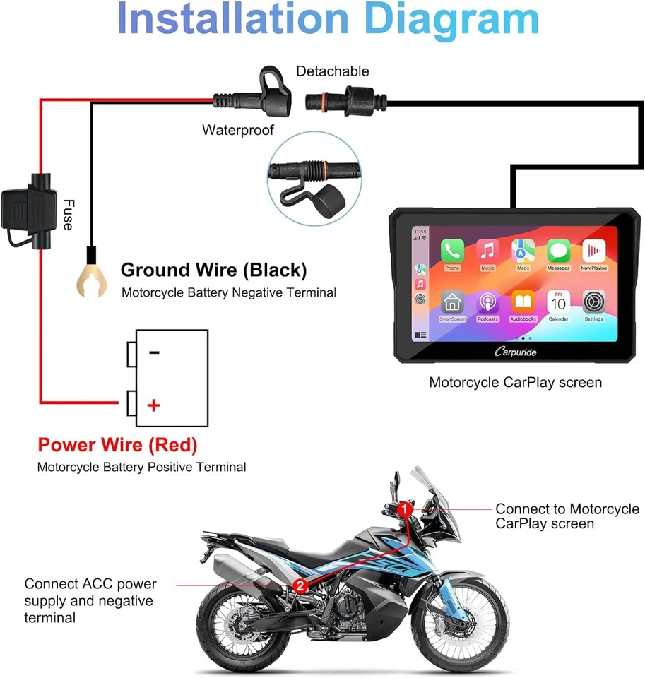 Carpuride W702 Senza Fili Schermata Carplay 7” Touchscreen Android Auto Per Moto - Immagine 4 di 4