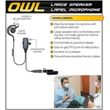 Tactical Ear Gadgets OWL Quick Release Earpiece for Vertex VX-600 VX-800 VX-900