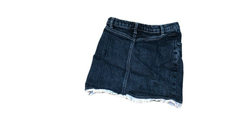 Heartstrings Jean Skirt Girls 6 Blue Denim White Eyelet Ruffle Adjustable Waist - Picture 4 of 5