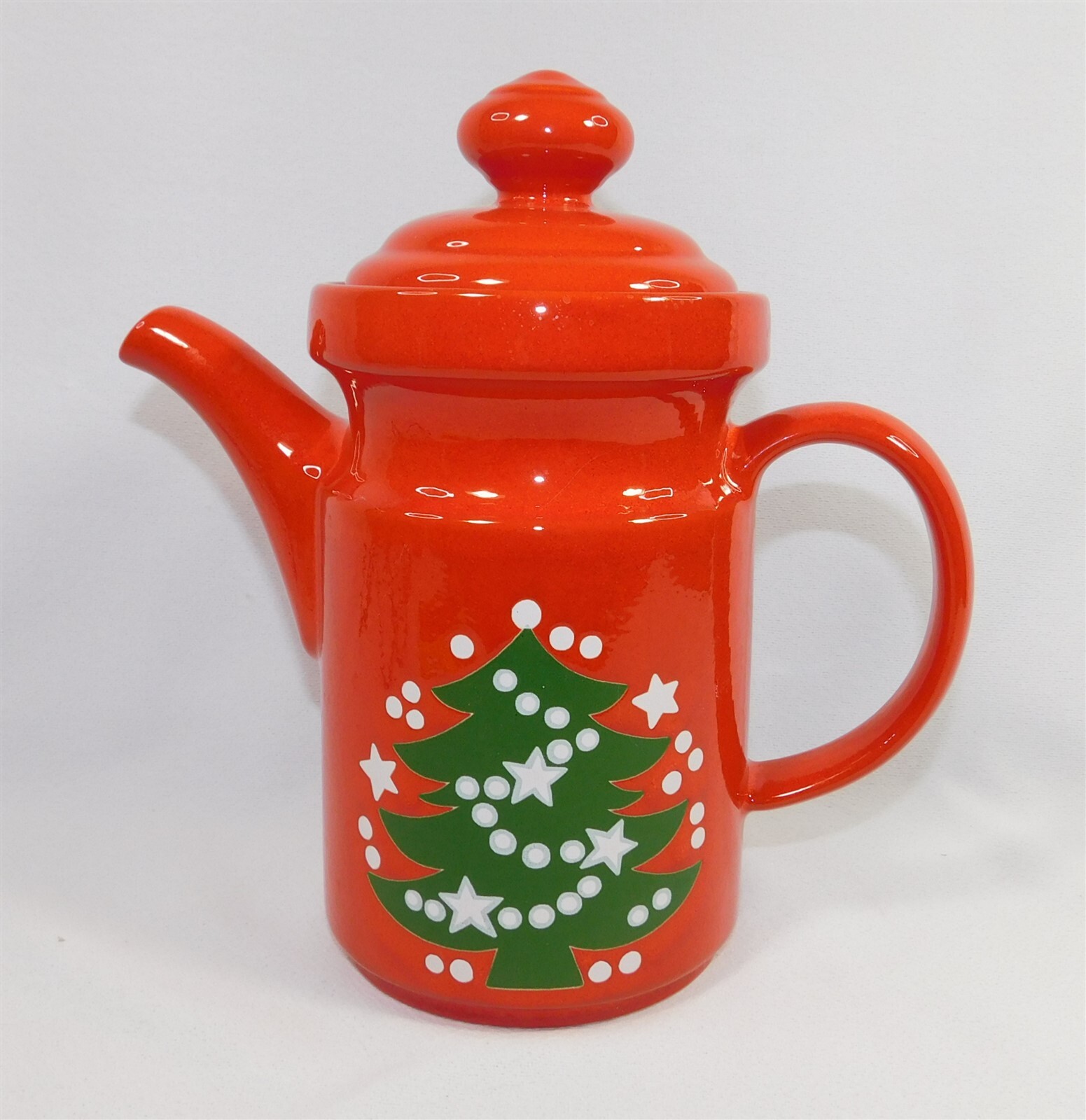 Red Waechtersbach Germany CHRISTMAS TREE Pitcher with Lid Ceramic 7.25