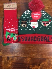 Christmas Hat With Socks Great For Holidays.