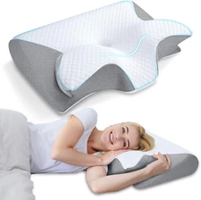 Memory Foam Cervical Pillow, 2 in 1 Ergonomic Contour Orthopedic Pillow for Neck