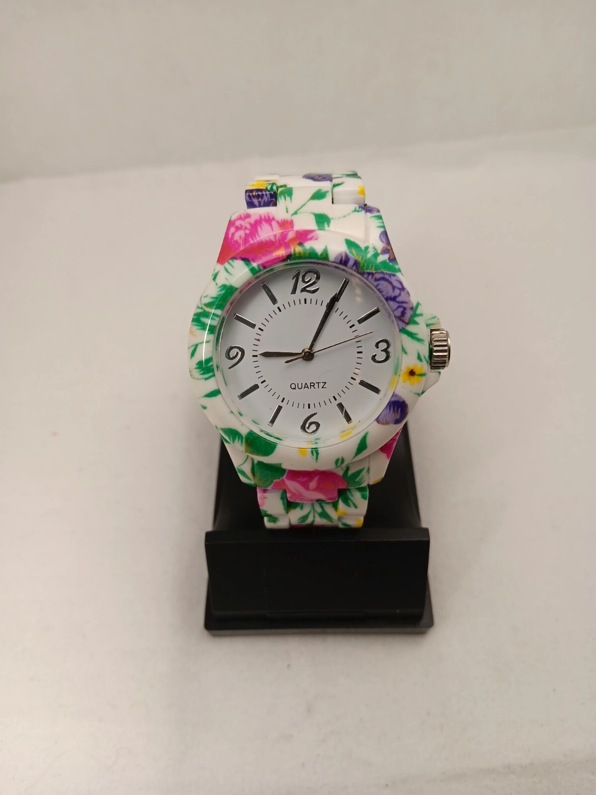 White Dial Round Flower Pattern Case Colorful Lin… - image 2