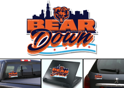 #ad Chicago Bears Sticker Decal Bear Down Bumper Wall Decor Waterproof Vinyl $5.00
