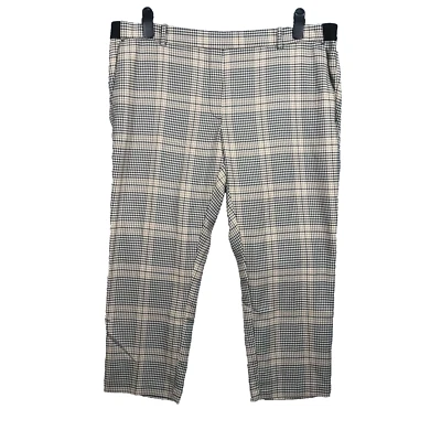 H&M Cigarette Pantalon 2XL femme Beige Noir Pied-Poule Taille Élastique Cheville - Photo 1/4