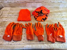 SEARS PROMARK Hunting Gloves Men's Large Orange BEANIE TRUCKER CAP HAT (LOT OF 5
