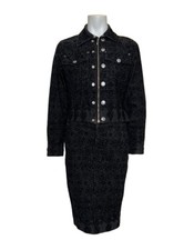 jean paul gaultier vintage two pieces women's jean black velvet set jacket skirt