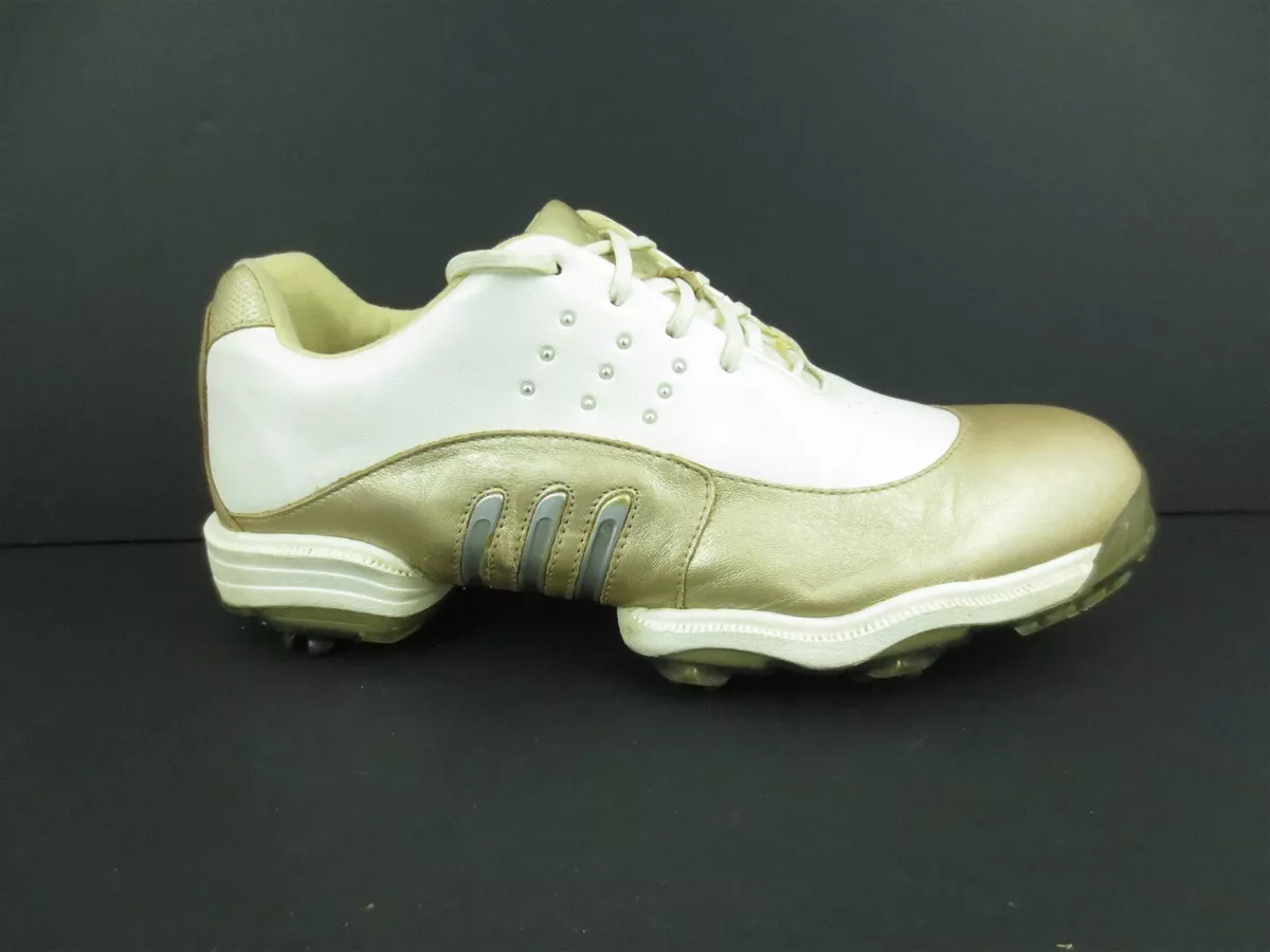 ADIDAS GOLF W Tour Metal Womens Gold Leather Shoes Z Traxion