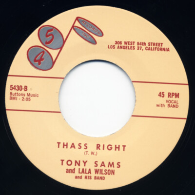 Tony Samms Tony Sams - Tony Sams For President - Thass Right 7inch, 45rpm ...
